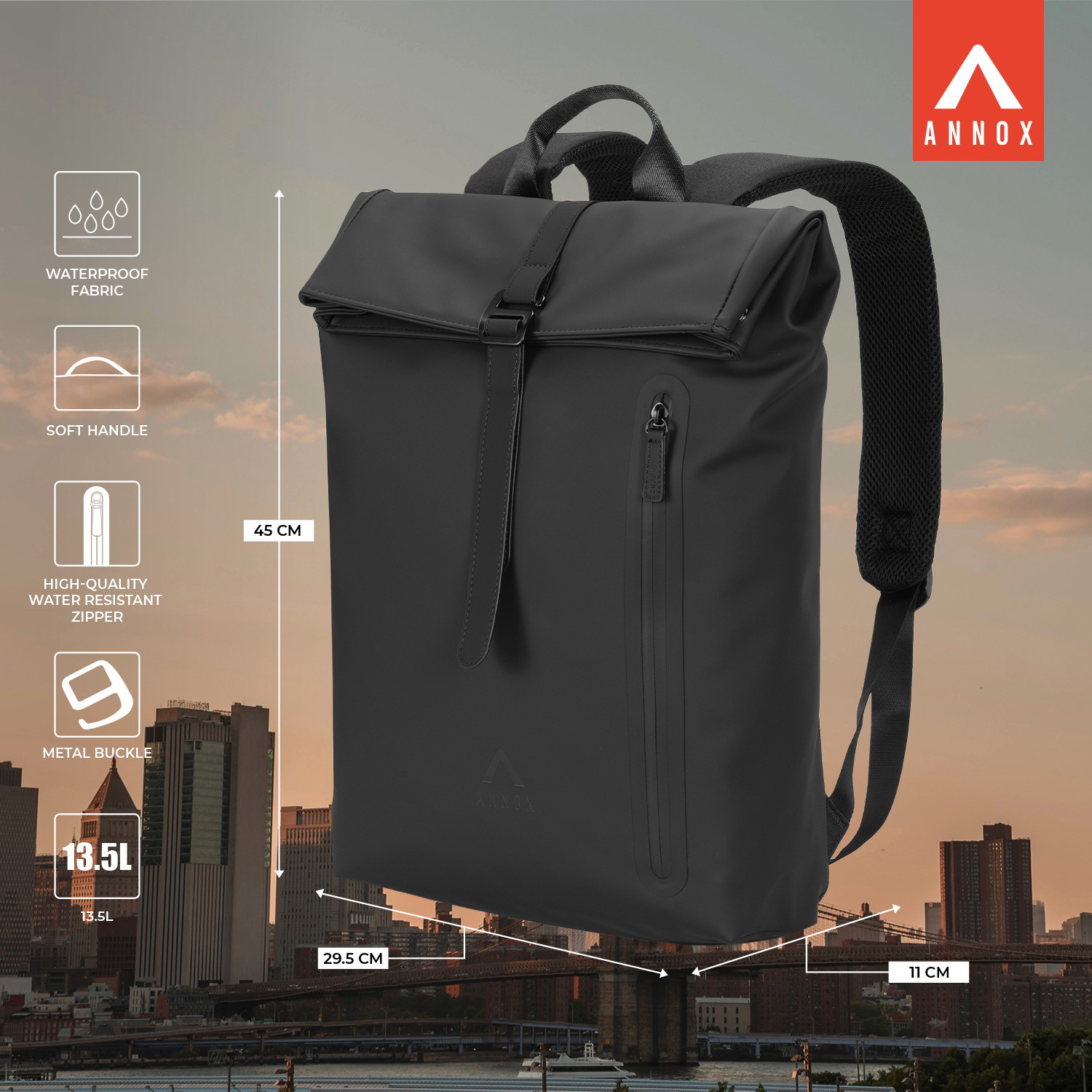 Annox Casual Laptop Ryggsäck 15.6” – Vattenavvisande PU