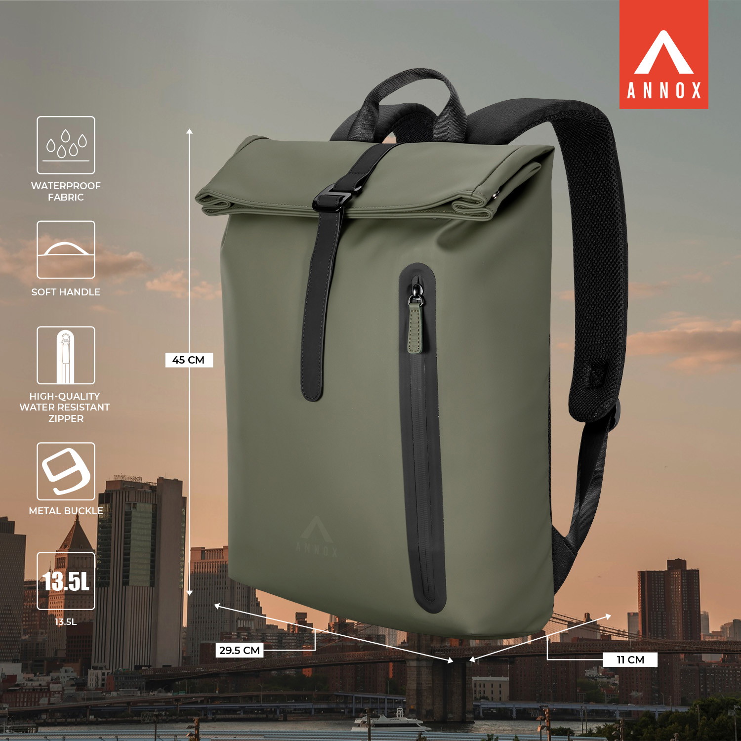 Annox Casual Laptop Ryggsäck 15.6” – Vattenavvisande PU