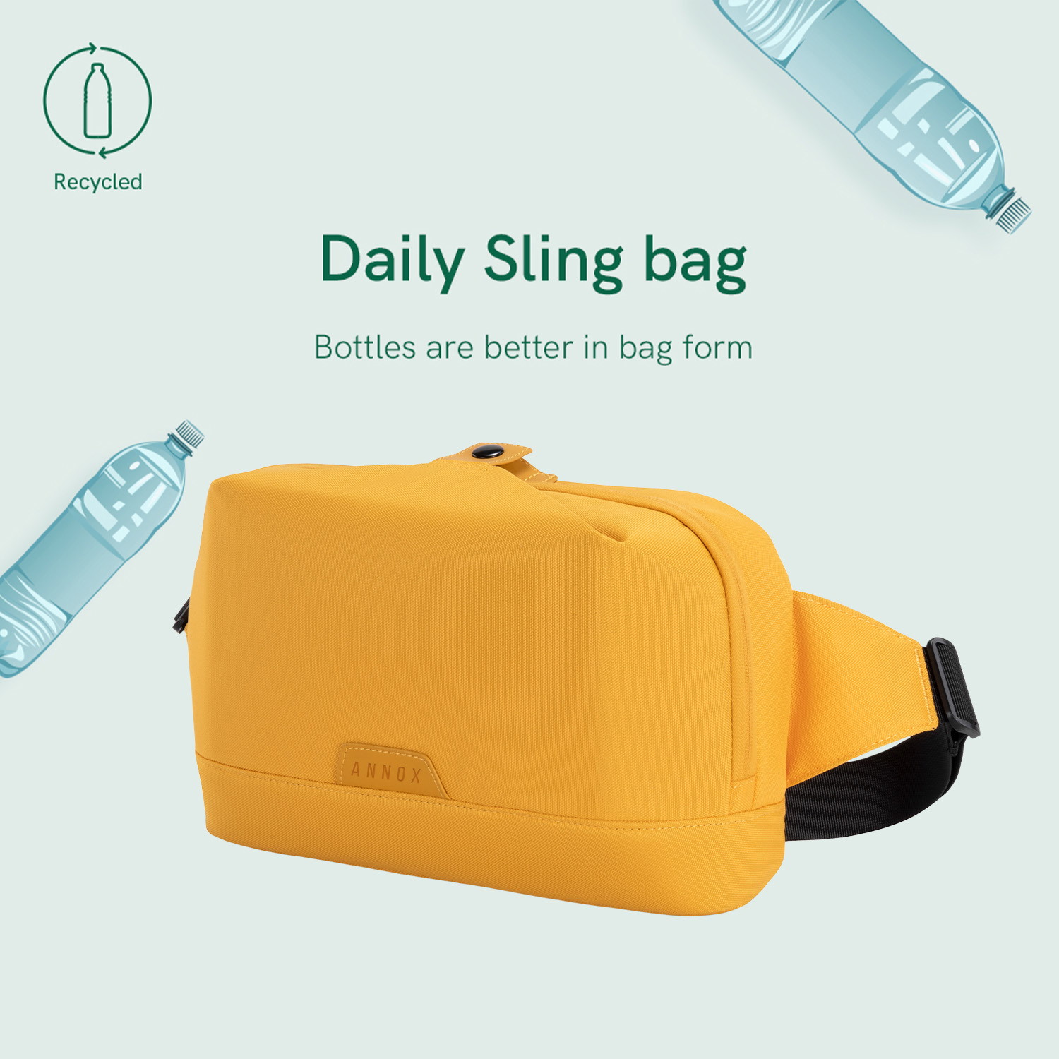 Annox Ecosmart Sling Bag – Vattenavvisande väska i återvunnet material för Trick Sparkcykel, skateboard och rullskridskor