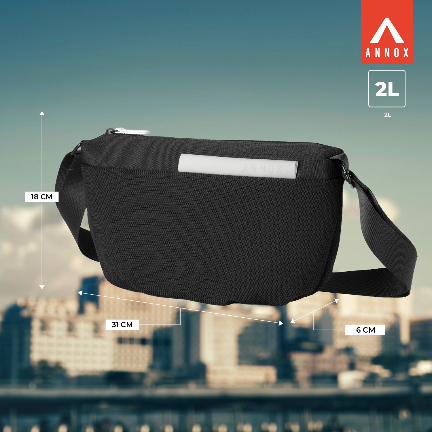 Annox On-The-Go Sling Bag – Vattenavvisande väska för Skate och Sparkcykel