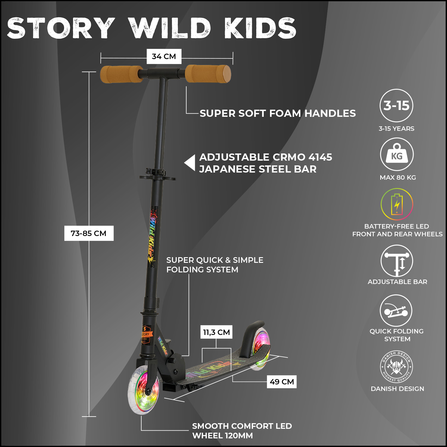 Story Wild Kids Hopfällbar Sparkcykel