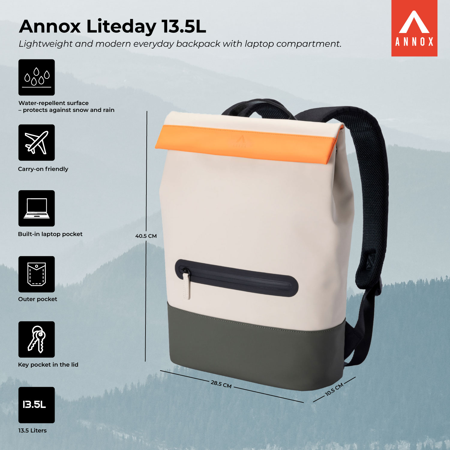 Annox Liteday 13.5L – Lätt och modern Vardagsryggsäck med laptopfack
