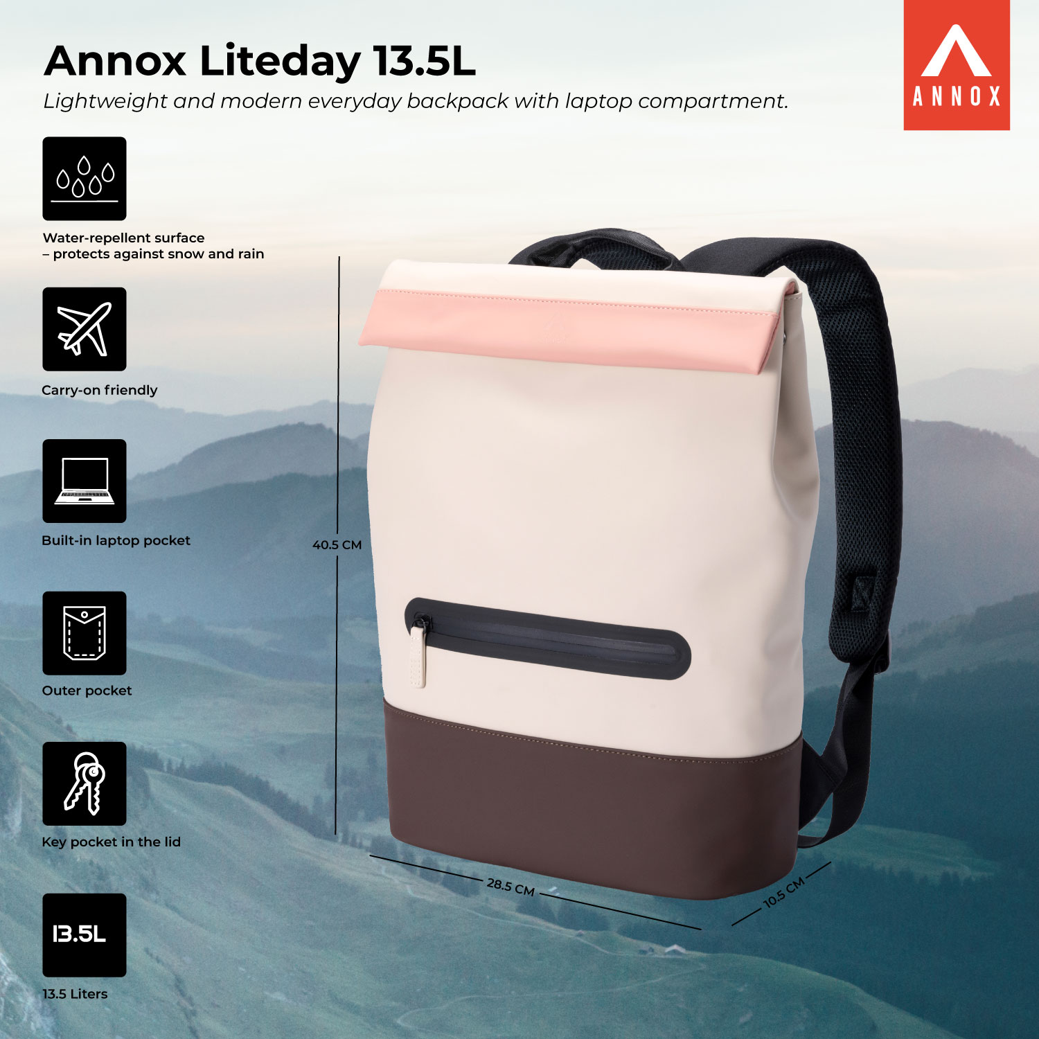 Annox Liteday 13.5L – Lätt och modern Vardagsryggsäck med laptopfack