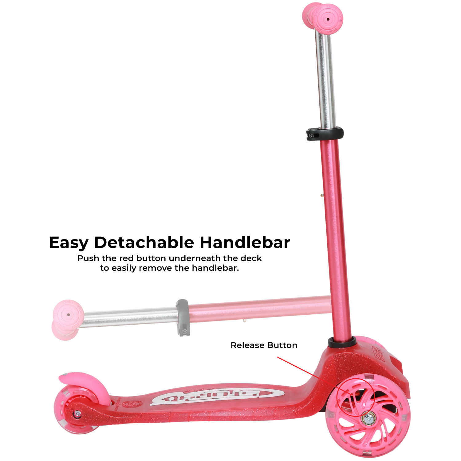 Story MoveLite 3-hjulig barnsparkcykel med LED-ljus