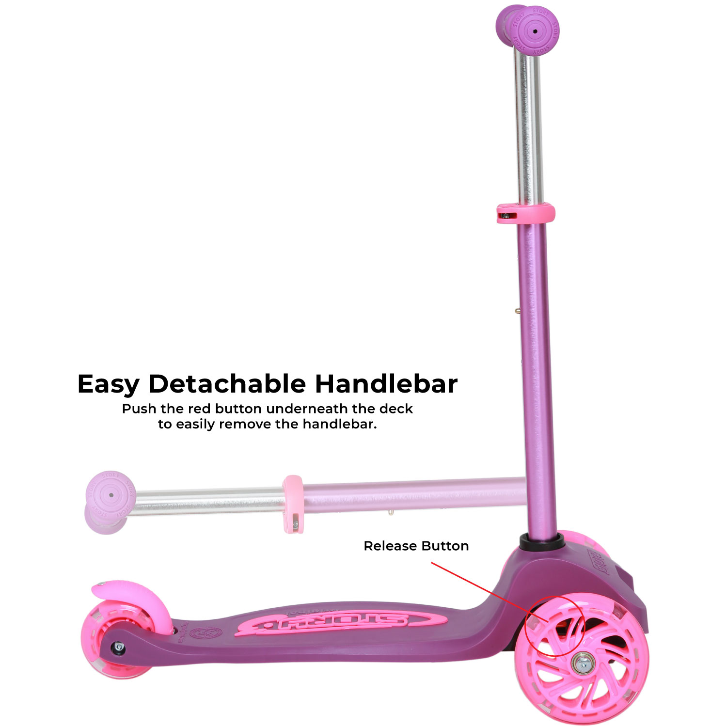 Story MoveLite 3-hjulig barnsparkcykel med LED-ljus